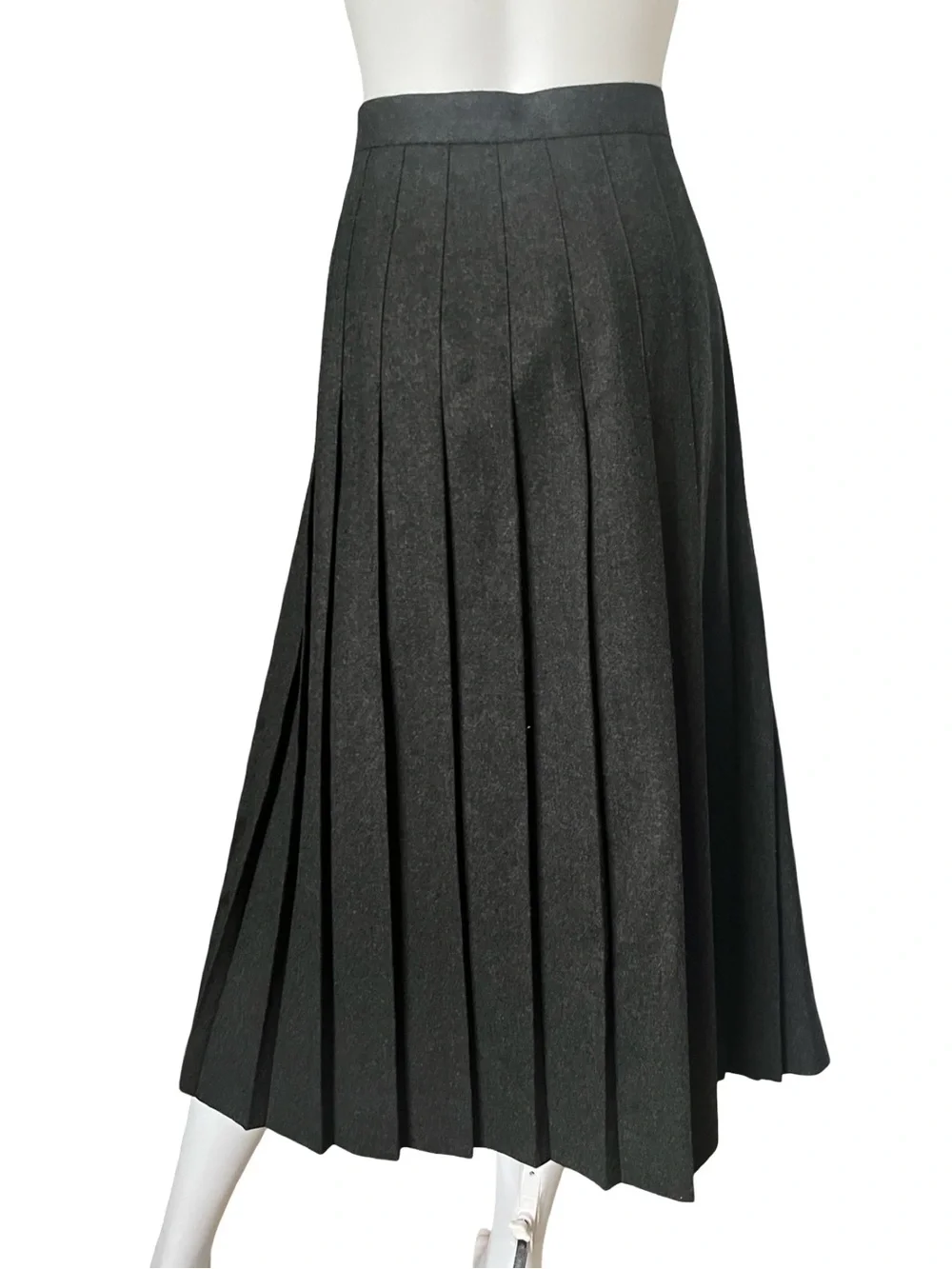 Vintage Talbots Wool Midi Skirt Dark Gray Modest Pleated Academia Size 16
